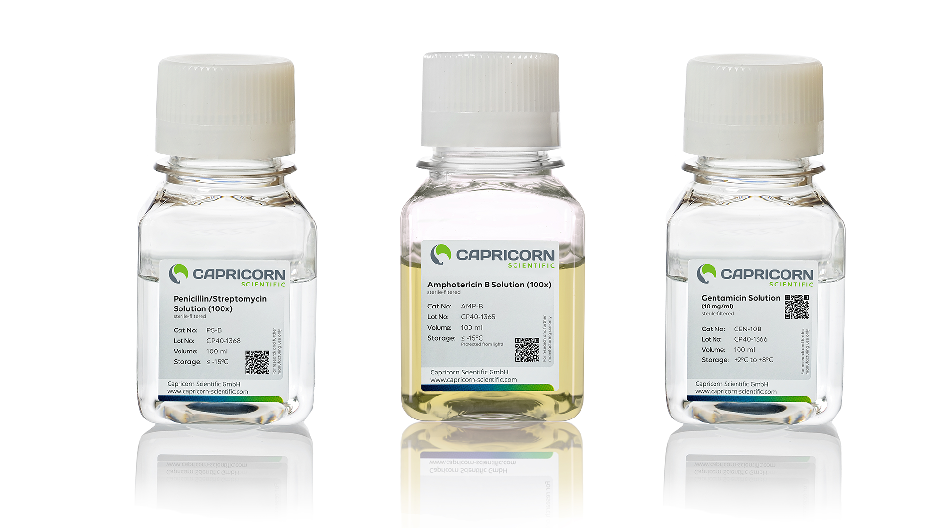 Common antibiotics used in routine cell culture (Pen-Strep, Gentamicin, Amphotericin B)